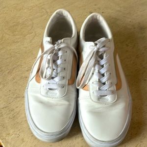 White & Rose Gold Vans size 9.5 Great Condition .